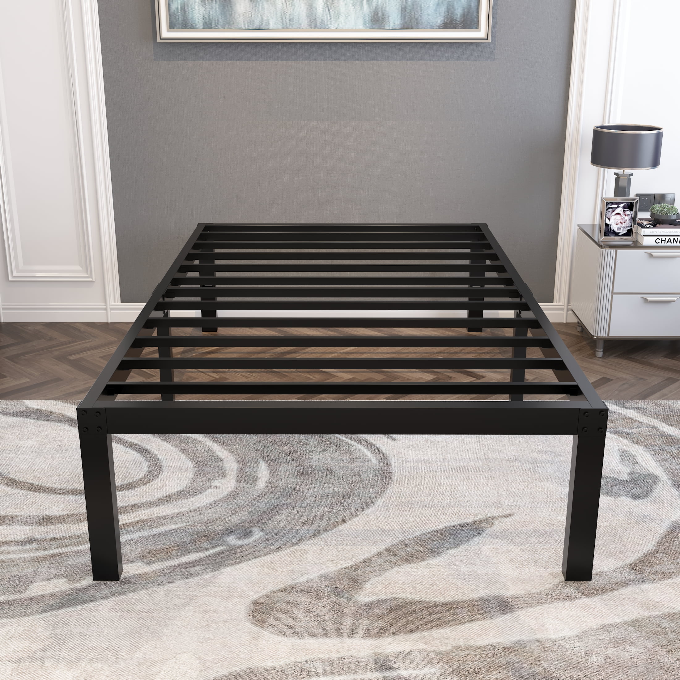 yookare 18" 4000lbs Heavy Duty Platform Metal Bed Frame, Twin XL