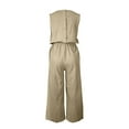 thumbnail image 4 of Keeccty Women Sleeveless One-Piece Elastic Crewneck Baggy Cotton Linen Jumpsuit, 4 of 4