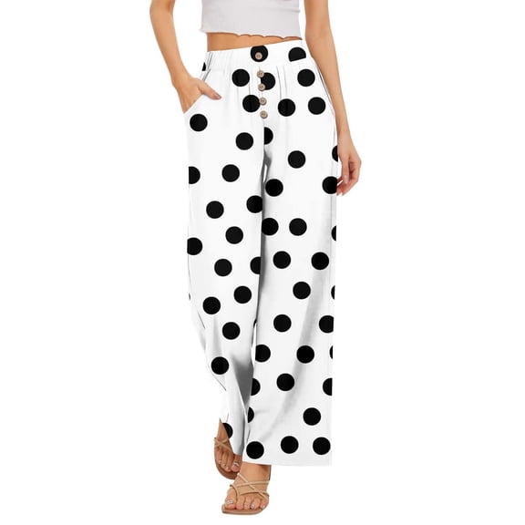 kaondbfi Fashion Casual Women's Wide Leg Pants High Elastic Waisted Pants Trousers with Pockets Summer Casual Pants for Women