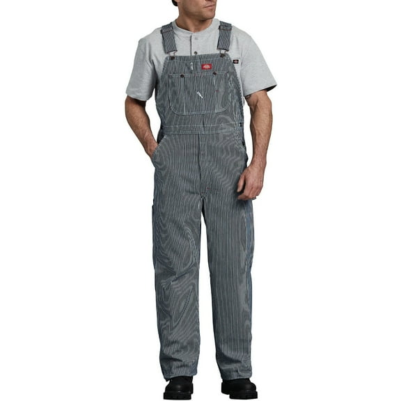 Dickies Men's Coverall Bib Overall Workwear Cotton Stripe Adjustable Strap 83297, Fisher Stripe Blue, 40X32