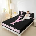 thumbnail image 4 of Manfei Kawaii Bow Bowknot Full Size Sheets,Pink Sequin Print Bed Sheets,First Letter Y Sheet Sets For Girls,Super Cozy Room Decor,4 Pieces, 4 of 7