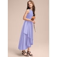 thumbnail image 4 of Drtj 2-14T Junior Flower Girl A-line Scoop Asymmetrical Satin Wedding Bridesmaid Cascading Ruffles Dress, 4 of 6