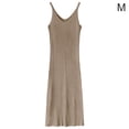 thumbnail image 1 of Vestido Con Cuello En V Sin Mangas De Punto Color Sólido Vestido Largo Y Delgado Sexy, Albaricoque, M Eigraketly AP001368-02B, 1 of 7
