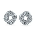 thumbnail image 2 of Bling Jewelry Womens Twist Braided Crystal Love Knot Clip-On Earrings Rose Gold, 2 of 5