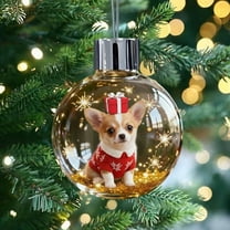 Christmas Dog Snow Globe Ornament - Cute Puppy Theme Hanging Decor for Christmas Tree, Festive Winter Holiday Decoration, Perfect Gift for Dog Lovers, 3.15in/8cm, D