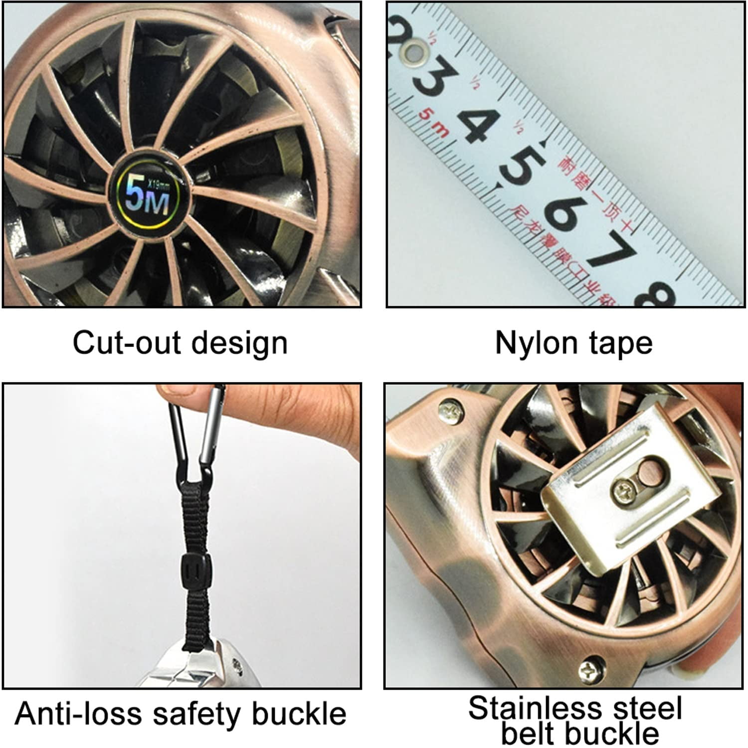 Gamvdout 5m/16.4ft Retractable Tape Measure, Nickel Plated Stainless Steel Tape Measure, High Grade Hollow Industrial Grade Waterproof Anti-Rust Corrosion-Resistant