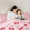 thumbnail image 5 of jejeloiu Red Cherries Full Size Comforter Sets,Cartoon Flower Daisy Bedding Comforter Set,Green Rustic Leaves Bedding Sets For Children,Microfiber Bedroom Decor Reversible,3 Pieces, 5 of 8