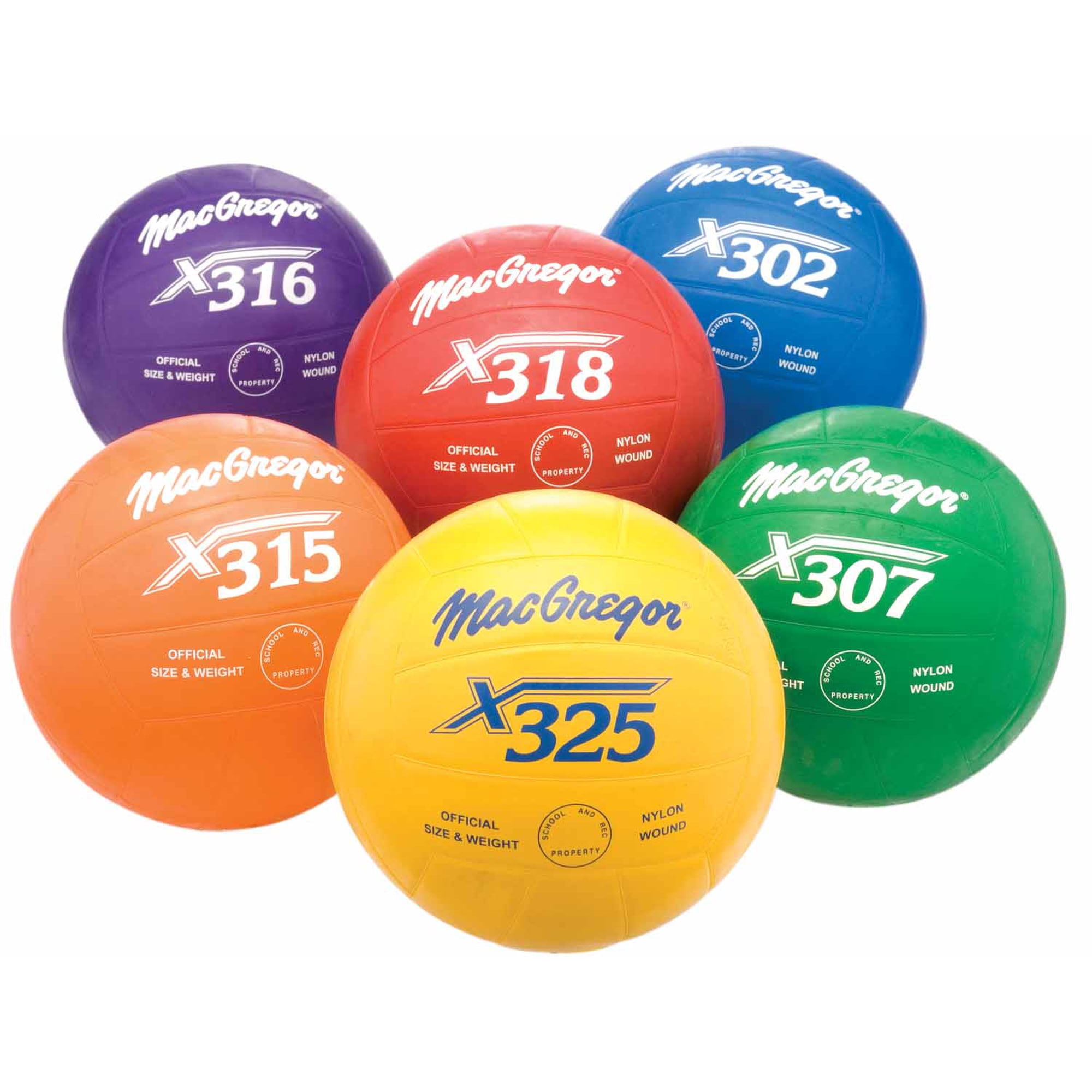 MacGregor® Regulation Size Rubber Volleyball - Rainbow Pack of 6