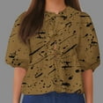 thumbnail image 2 of Camisetas de Manga Corta para las Mujeres Lanterna Manga Corbata Plisado Cuello Redondo, Casual Recortado Camiseta Top para Gimnasio Y Diario, 2 of 5