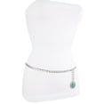 thumbnail image 2 of Women Silver Metal Chain Turquoise Blue Charm Buckle Belt XL XXL, 2 of 10
