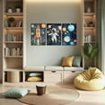 thumbnail image 2 of Hieng 3 Pieces Space Wall Art Astronaut Pictures Rocket Canvas Prints Space Adventure Theme Paintings Explore Dream Galaxy Artwork for Kids Room Decor Unframed, 2 of 6