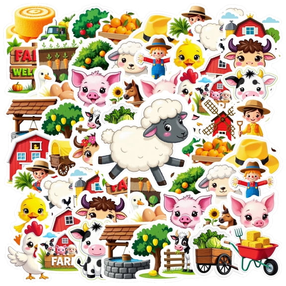 35pcs Charming Animal Stickers Cartoon Farm PVC Stickers for Notebooks Laptops Suitcases