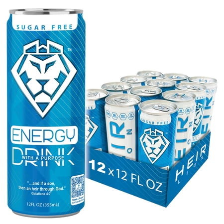 HEIR LION | The First Christian Energy Drink Sugar-Free Energy Drink – 12 Pack, 12oz Cans – Zero Sugar, Low-Carb & Clean Energy – Caffeine for Focus, Endurance & Workout – Prime Energy Alternative