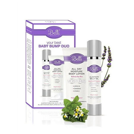 Belli Your Best Baby Bump Duo Safeguard Against the appearance of Stretch marks and comfort dry skin with Elasticity Belly and All Day Moisture