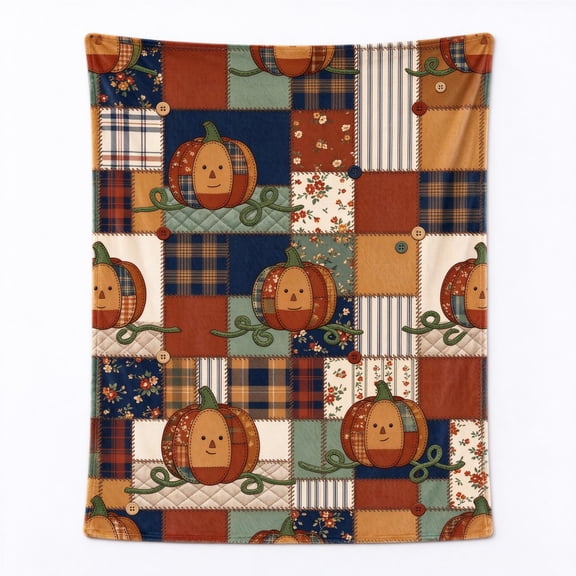 Pumpkin Throw Blanket Thanksgiving Fall Theme, Pumpkin Design Flannel Blanket for Sofa Chair Home Decor 50x40