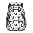 thumbnail image 2 of Boston Terrier and Dog Paw Print Backpack for School, Cute School Bag with Adjustable Shoulder Straps and Padded Back, 16.9"x12.6"x5.9", 2 of 5