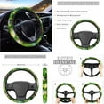 thumbnail image 3 of Renewold Car Seat Cover Set 14 PCS, Steering Wheel Seat Belt Rear View Mirror Gear Shift Knob Center Console Cover Coaster Trash Can for St. Patrick's Day Decor, Frog Leprechaun Hat Green Clover, 3 of 7