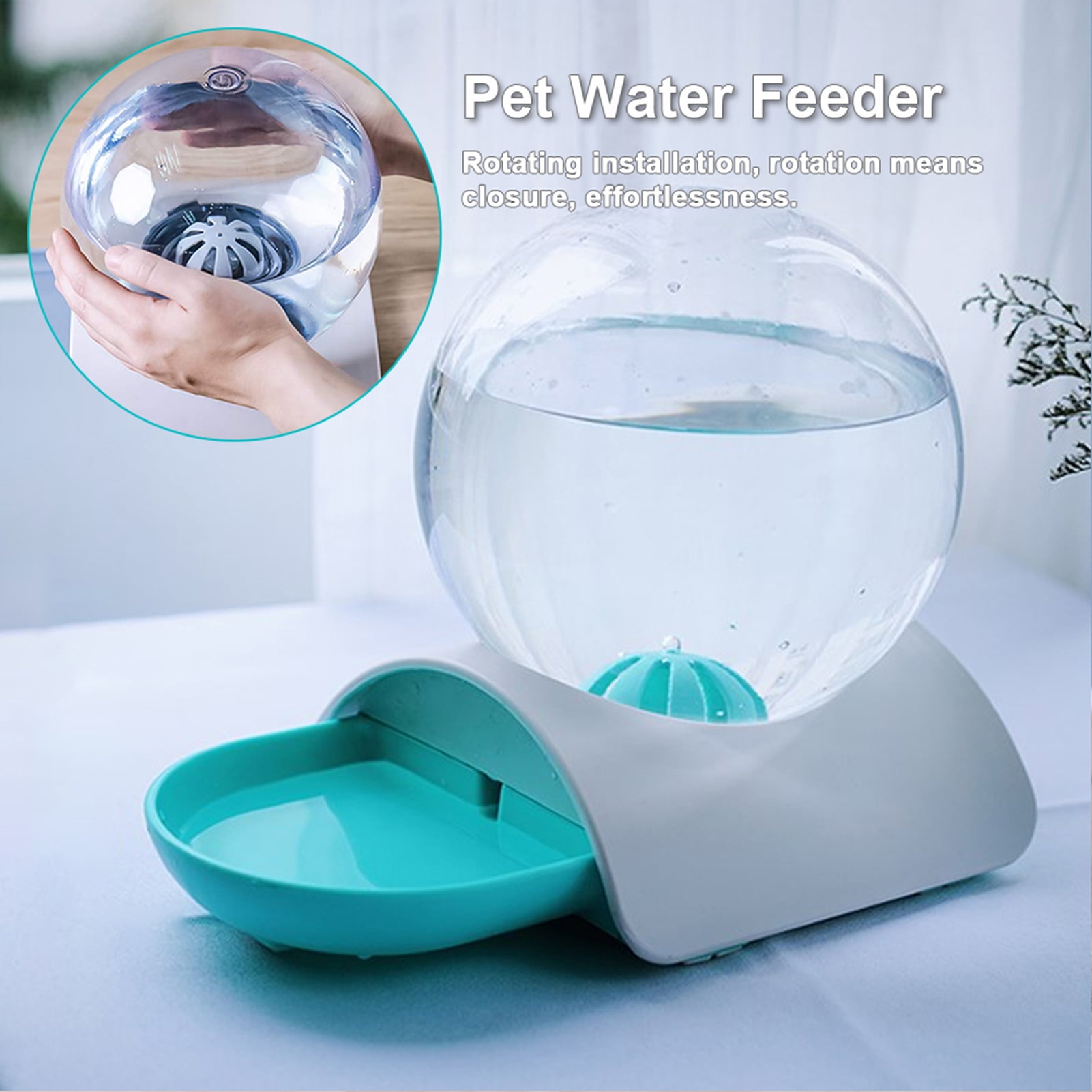 Gravity Waterer, Plastic Bubble Pets Cat Dog Water Feeding Bowl