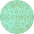 thumbnail image 1 of Ahgly Company Indoor Round Oriental Light Blue Traditional Area Rugs, 7' Round, 1 of 4