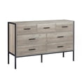 thumbnail image 4 of PORKISS 7 Drawer Dresser, Wood Chest of Drawers, Industrial Style Horizontal Dresser for Bedroom, Solid Clothes Storage Cabinet with Sturdy Steel Frame, Wooden Dresser Organizer, Gray, 4 of 12