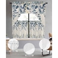 thumbnail image 2 of Navy Blue Eucalyptus Swag Curtains for Living Room/Bedroom Windows, Farmhouse Weeping Leaves Linen Kitchen Curtains and Valances Set 36 Inch Length, Light Filtering Swags Valance Curtain Panels, 2 of 5