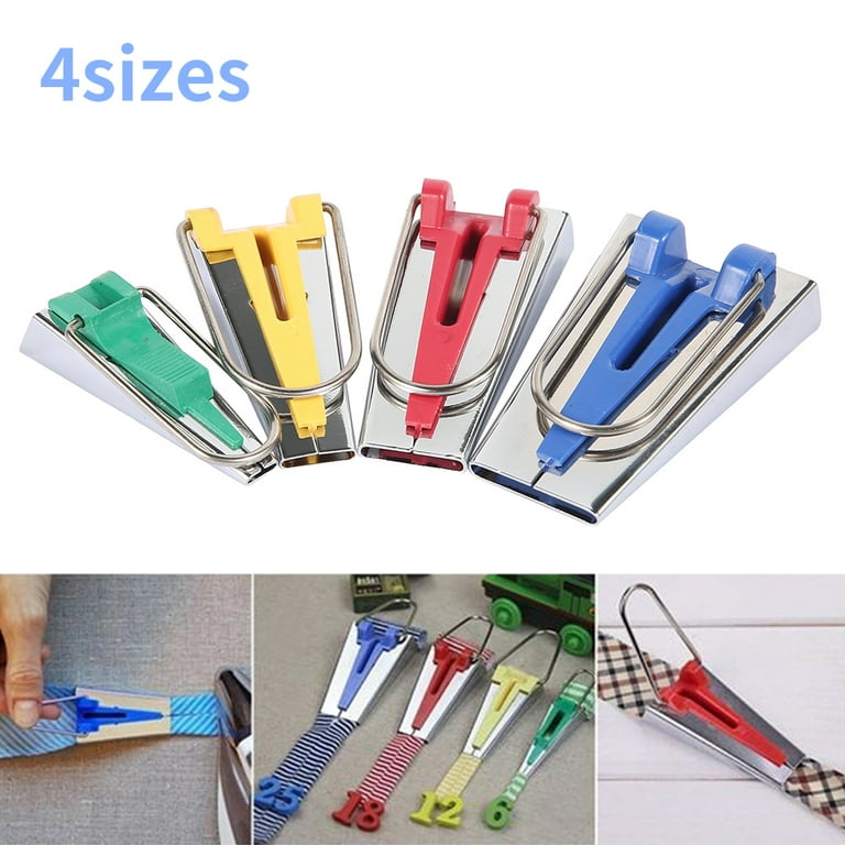 HOTBEST Bias Tape Tool Kit 4 Sizes Bias Tape Maker Set(6mm 12mm 18mm 25mm)  for Fabric Sewing and Quilting Binding Sewing Sewing Craft Scissors 