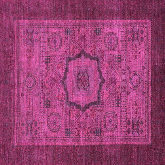 Ahgly Company Indoor Square Abstract Pink Modern Area Rugs, 8' Square