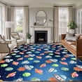 thumbnail image 3 of 5x8 Washable Area Rug, Cartoon Spacecraft Non-Slip Large Rectangle Rug for Living Room Dining Room, Green Red Planet Abstract Earth Blue Sky Indoor Floor Mat for Home Decor, 3 of 9