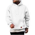 thumbnail image 2 of Mens Casual Hooded Collar Drawstring Hoodies Pullover Sweatshirts Casual Long Sleeve Shirts White M, 2 of 3