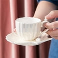 thumbnail image 4 of Mug Coffee Cup Pearl Shell Ceramic Exquisite Coffee Cup and Saucer Set 240ML (White), 4 of 6