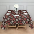 thumbnail image 3 of Brown Skull Rose Pattern Square Tablecloth,Waterproof Square Table Cover,Wipeable Spillproof Washable Table Cover for Home Kitchen Party Decor 60"x60"(152x152cm), 3 of 6