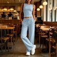 thumbnail image 4 of FRSASU Women's Gym Sets Crew Neck Vest Loose Trousers Suits Workout Athletic Yoga Training Casual 2 Pecs Tracksuits Light Blue, 4 of 7
