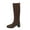 Brown, variant on Brown Womens Winter Casual Knee High Boots Square Toe Back Zipper Chunky High Heel Slouch Comfortable Booties