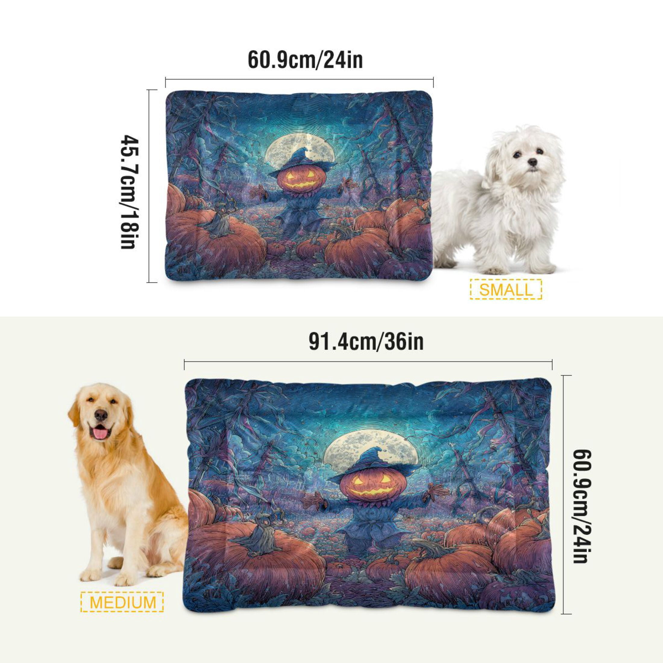 Qxltty Mischievous Pumpkin Ped Pad Wear-resistant and Hard to Bite Through Sleeping Pad for Small Medium Large Dogs Winter Pet Bed 36×24in