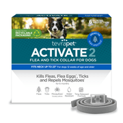 TevraPet Activate II Flea and Tick Collar for Dogs, 6 Months Prevention, 1 Count, One Size Fits All