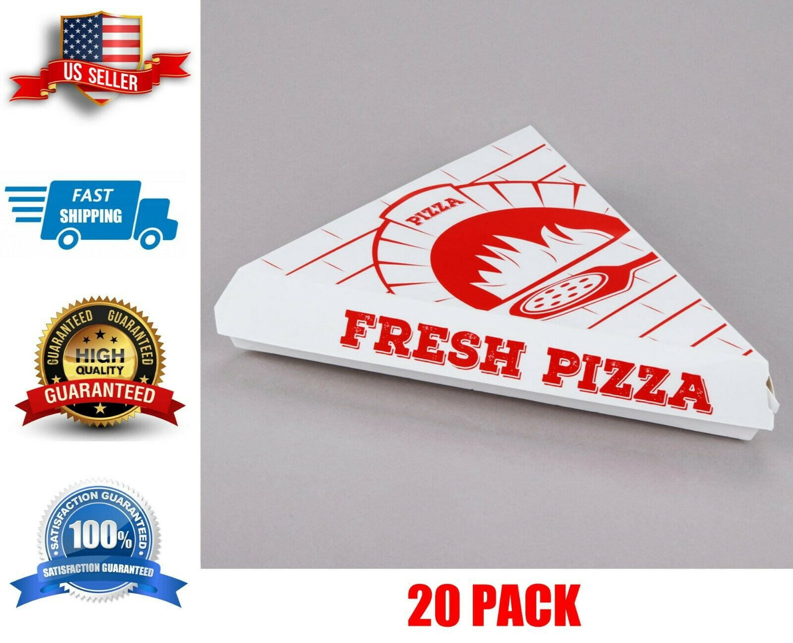 Pizza Slice Boxes Choice White Clay Coated 20/Pack  Parties,Take out,Restaurant 