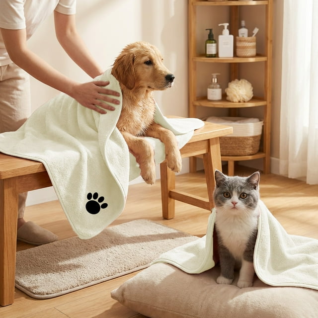Pet Bath Towel Microfiber Super Absorbent for Dogs and Cats Large Soft Fast Drying Grooming Cloth