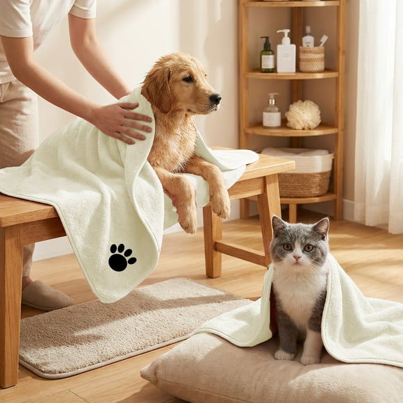 Toalla de baño superabsorbente para mascotas | Microfibra polar suave de secado rápido, paño absorbente grande, secado rápido, limpieza suave, estilo coral, para perros y gatos, toalla de