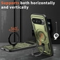 thumbnail image 5 of KOMI Magnetic Case for Google Pixel 9A with Rotatable Ring Holder [Compatible with MagSafe] Military Shockproof Kickstand Protective Case for Google Pixel 9A, Green, 5 of 5