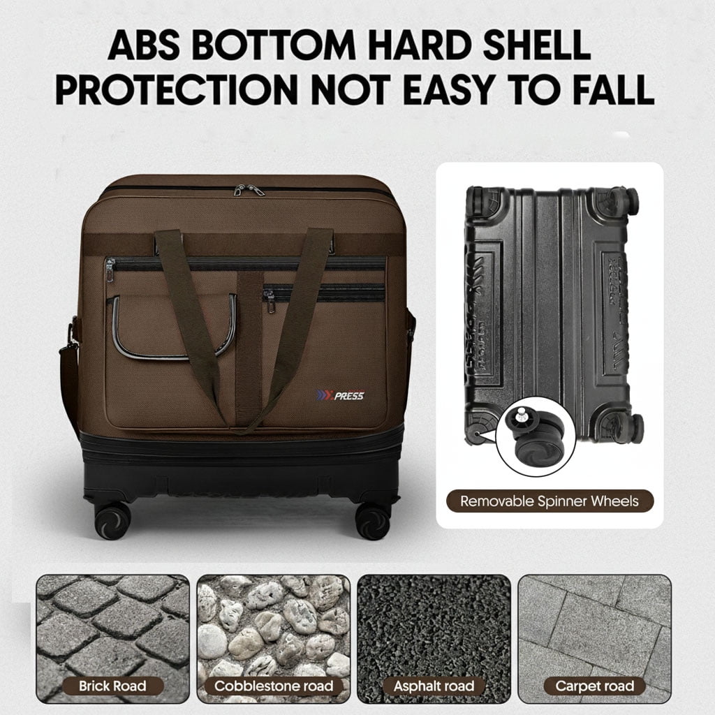 36" Expandable Foldable Suitcase Bag Large Collapsible Rolling Luggage Bag for Storage, Moving & Abroad Travel, Chocolate, JM