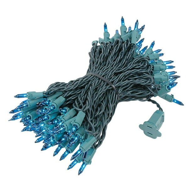 Novelty Lights 100 Light Christmas Mini Light Set, Green Wire, 50' Long