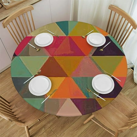 

Ullo0ord Abstract Geometric Table Cloth Round Cover Table Cover Nonslip Waterproof Ideal for Picnic Patio Fits Tables 31 -35