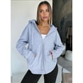 thumbnail image 4 of Womens Zip Up Hoodies Oversized Sweatshirts Fall School Fashion Outfits Casual Jackets Winter Clothes Light Gray XXXL, 4 of 7