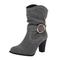 thumbnail image 1 of NECHOLOGY Botas Mujer Adulto Femenino Zapatos Botines mujer Zapatos de tacón con punta en para mujer Botines de tacón grueso sin cordones a la (Silver, 9), 1 of 4