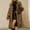 Brown, variant on Women's Plus Size Brown Faux Fur Coat Long V-Neck Warm Long Sleeve Jacket for Winter