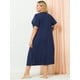 thumbnail image 5 of Women's Plus Size Nightgown Cat Print with Pocket Sleep Dress Sleepwear Navy Blue 1X, 5 of 6