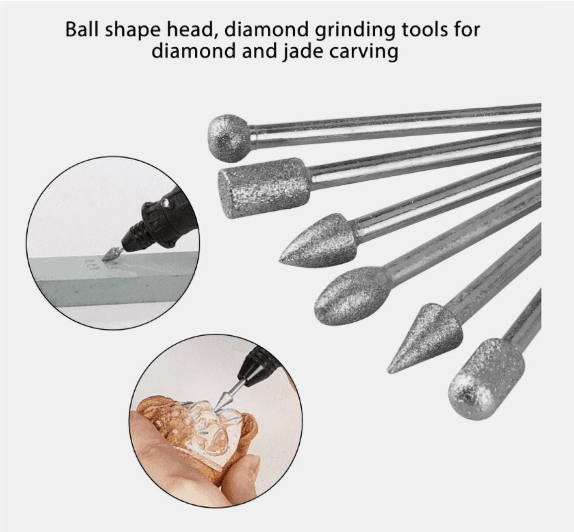 20Pcs Diamond Burr Bit Set 1/8" Shank – Cutting Carving Grinding Bits for Dremel & Rotary Tools