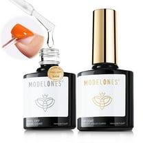 Modelones Peel Off Base Coat and Gel Top Coat Set, 2 Pcs No Wipe Clear Top Gel Nail Polish and Peelable Practice Base Easy Removal, Nail Art Manicure DIY Gift for Weak Thin Nails Beginner Women 10ml