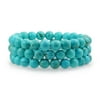 Simple Plain Set Of 3 Stabilized Turquoise 8MM Ball Bead Stones Stackable Strands Stretch Bracelet for Women for Teen