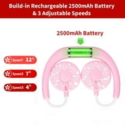 Portable Neck Fan Rechargeable Personal Hand-Free Fan Mini USB Wearable Neckband Sport Fan, 3 Speed Adjustable, 360 Degrees Free Rotation Perfect for Working, Traveling, Office, Reading
